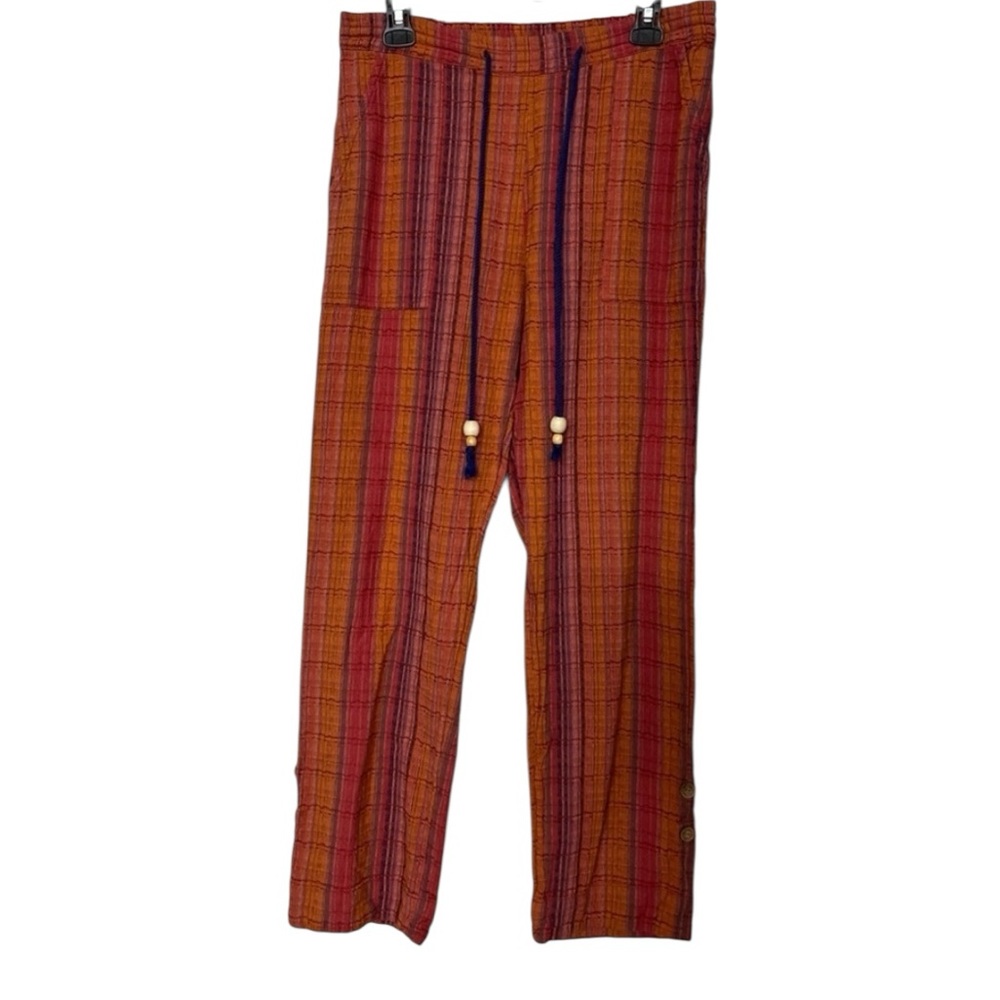 Sundance Bakari Striped Pants Sz XXL Orange Red Roll Tab Cuff Boho